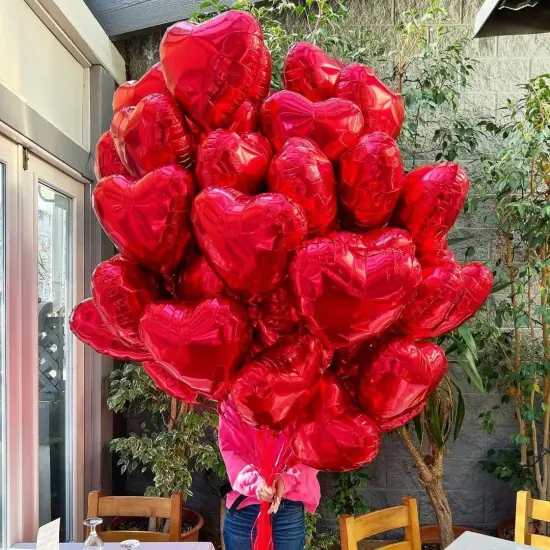 12Pcs Hot Pink Heart Balloons, 18 Inch Heart Shape, Love Balloons for Valentine's Day, Wedding, Birthday Decorations {3}