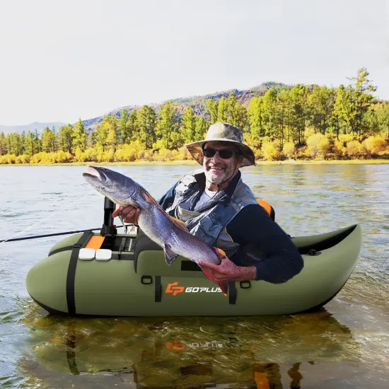 Inflatable Fishing Float with Adjustable Straps & Storage Pockets Green {3}