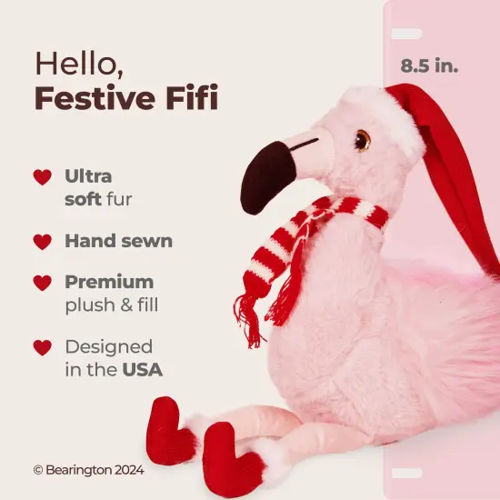 Bearington Pluma The Festive Flamingo Stuffed Animal, Christmas Flamingo, 8.5 Inch Flamingo Christmas Decoration, Ideal Holiday Stuffed Animal Gift for Toddlers, Kids & Teens, For Ages 3-14 Pink {2}