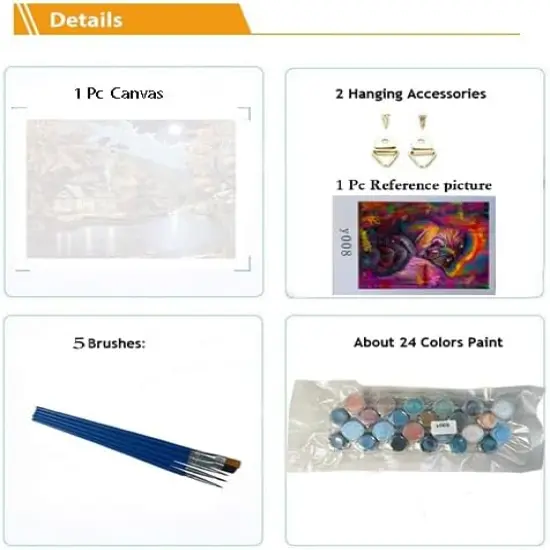 DIY Paint by Numbers Painting Canvas for Kids or Adults Beginner with Brushes and Acrylic Paints Frameless {5}