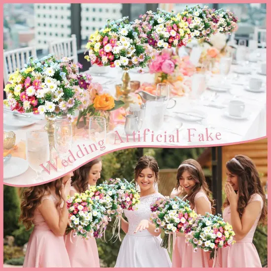 48 Bundles Artificial Daisies Plastic Flowers Outdoor {4}