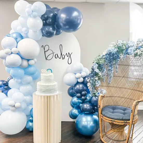 60 Pcs Blue White Balloon Set {5}