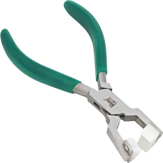 Double Nylon Jaw Ring Bending Plier, 5.5 inches (140mm), Green PVC comfort grip handle, no spring, for protecting wire when bending {2}