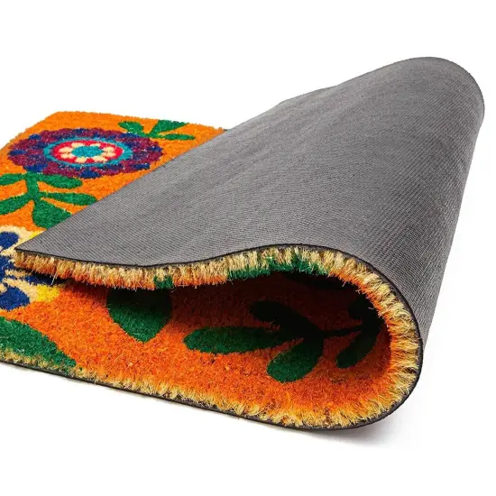 Juvale Summer Welcome Coir Floral Doormat for Outdoor Entrance, 17 x 30 Inches, Ideal for Door Entrance, Patio, Backyard, Laundry Brown {5}