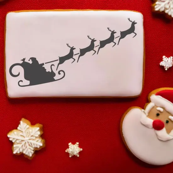 Santa's Sleigh Cookie & Craft Stencil | CM077 by Designer Stencils | Cookie Decorating Tools | Baking Stencils for Royal Icing, Airbrush, Dusting Powder | Craft Stencils for Canvas, Paper, Wood | Reusable Food Grade Stencil {3}