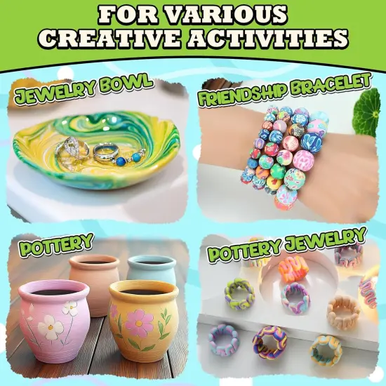 Premium Air Dry Clay for Kids - Natural Modeling Pottery Clay for Wheel, 3.3lbs Kids Arts & Crafts Supplies for School Classrooms, Easter Gifts Toy for Kid, White {4}