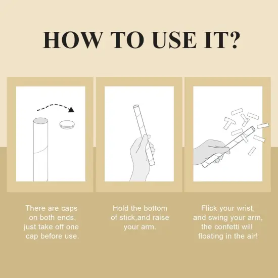 8Pack Gold Metallic Confetti Sticks, Confetti Flick Flutter Shoots Popper for Graduation, Birthday Party, Wedding, Anniversary Parties Supplies, Square, 7.8inch {5}