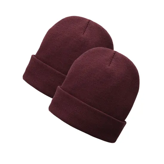 Port & Company&reg; Knit Cap with Fleece Lining Maroon {4}