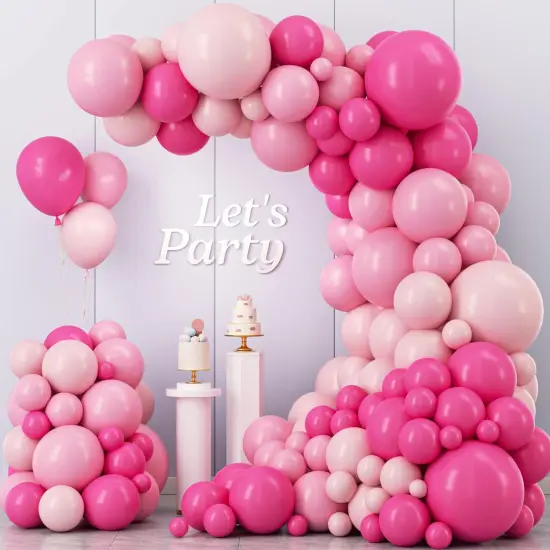 Pink Balloon Garland Arch Kit, Kelfara 109Pcs Hot Pink Latex Pastel Pink Balloon, 18 12 10 5 Inch Latex Balloons for Wedding Birthday Princess Theme Bridal Baby Shower Bridal Shower Party Decorations {1}