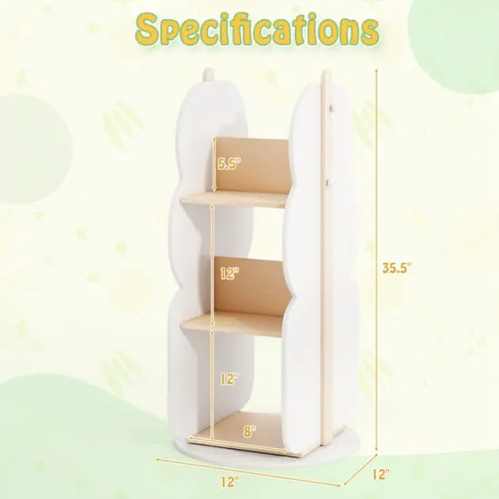 White Engineered Board 360&deg; Rotatable Toy Storage Shelf with 5 Open Shelves {2}