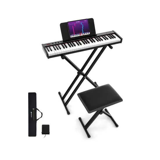 61-Key Electronic Keyboard Piano with Bluetooth, Adjustable Stool and Stand {1}