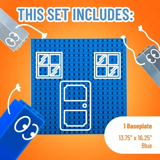 Strictly Briks Classic Big Briks Stackable Baseplates, Large Pegs for Ages 3-14, 100% Compatible with All Major Brands, Blue, 1 Piece, 13.75" x 16.25" Inches {3}