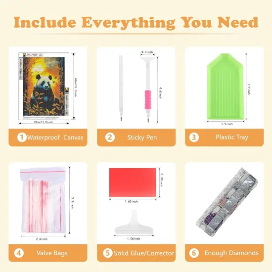 Panda Diamond Art Kits for Adults, DIY 5D Animal Diamond Art Kits, Panda Diamond Art Full Drill Crystal Rhinestone Embroidery Craft Kits for Home Wall Decor 12x16inch {4}