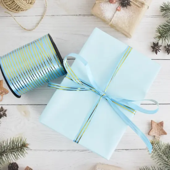 Curling Ribbon-Light Blue Gold Balloon Curling Ribbons-250 Yards Balloon String for DIY Decor Gift Wrapping Ribbons and Bows {4}