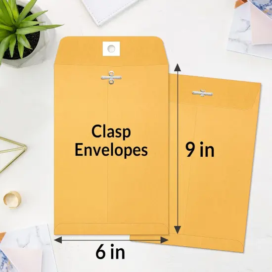 6x9 Clasp Envelopes 100 Count - 6x9 Inch Brown Kraft Envelopes with Clasp Closure &ndash; for Home, Office, Business, Legal or School, Great for Filing, Storing or Mailing Documents {2}