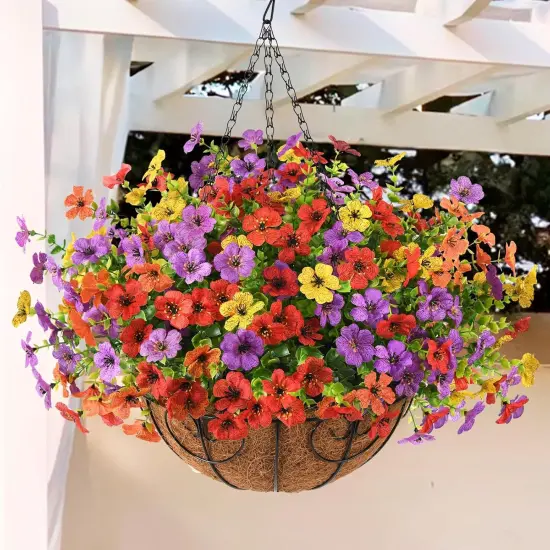 Artificial Faux Hanging Flowers Plants Basket for Outdoor Spring Decoration {1}