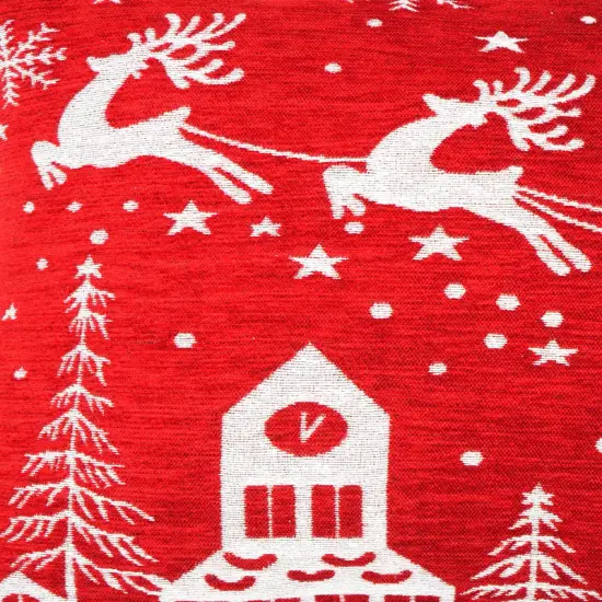 Santa's Magic Sleigh Jacquard Machine Woven Throw Pillow - 24" X 24" {4}