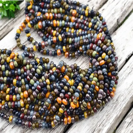 5/0 Aged Neo Guardian Striped Picasso Mix Seed Beads (21" Strand) {1}