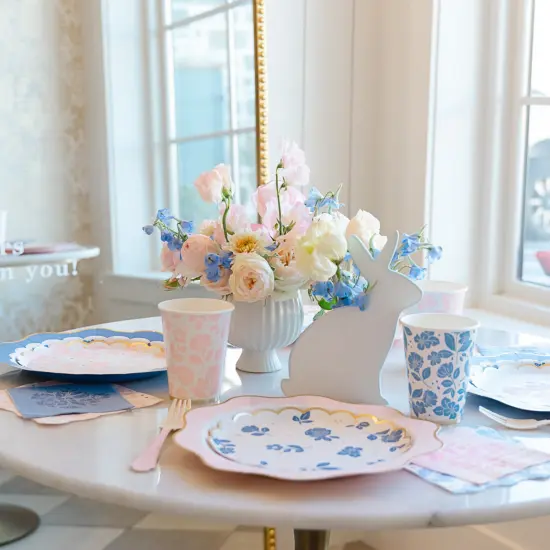 BELLE BLUE ELEGANT FLORAL DESSERT PLATES {6}