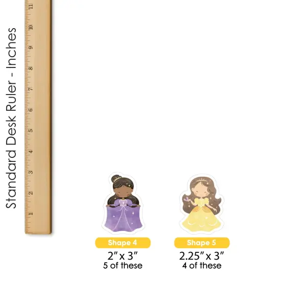 Big Dot of Happiness Princess Party Small Paper Cutouts, DIY Birthday Party Decor Craft, Colorful Princess Dress Shaped Party Cut-Outs - 24 Count {6}