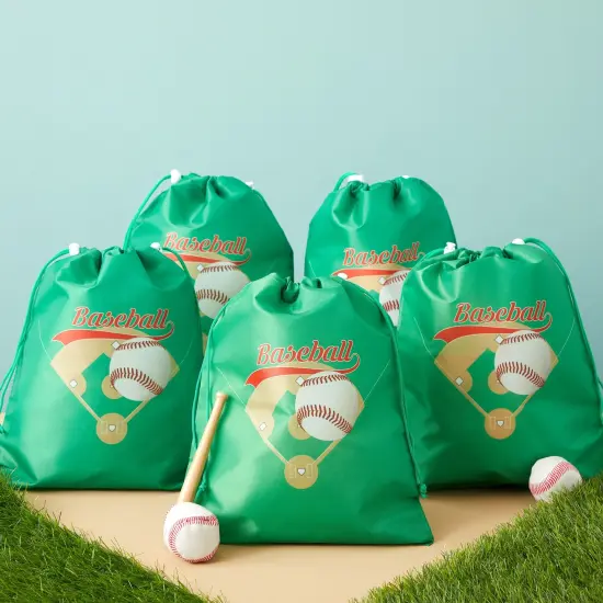 12 Pack of Baseball Party Favor Bags, Drawstring Pouches for Birthday, Baby Shower, Sports Party (12 x 10 In) {2}