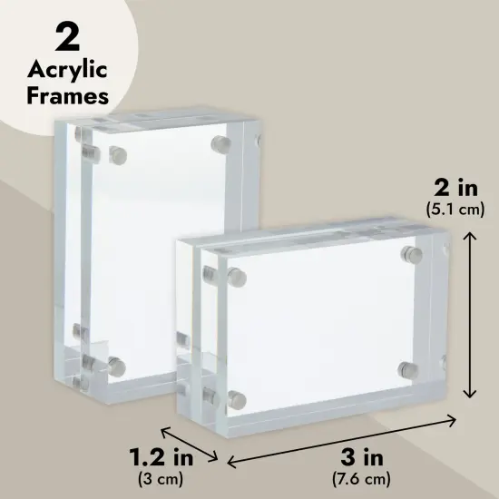 2 Pack Acrylic Plastic Picture Frames 2x3, Mini Wallet Size for Photos, Tabletop, Desktop Clear {3}