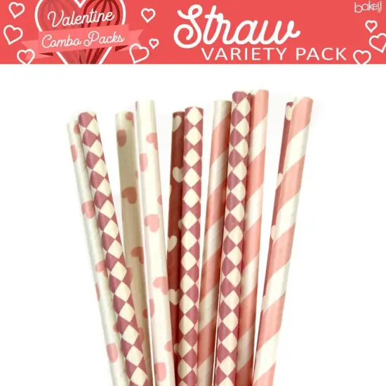 Valentine's Day Collection Cake Pop Party Straws Combo Pack B (4 PC SET) {1}