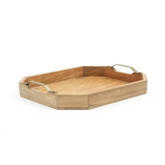 Handcrafted Octagonal Mango Wood Decor & Serving Tray {2}