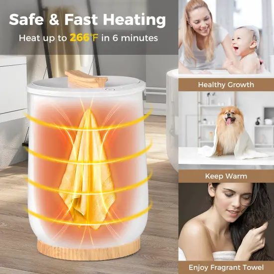 White 20L Towel Warmer Bucket with Timer, Safety Features, and Fragrance Holder {5}