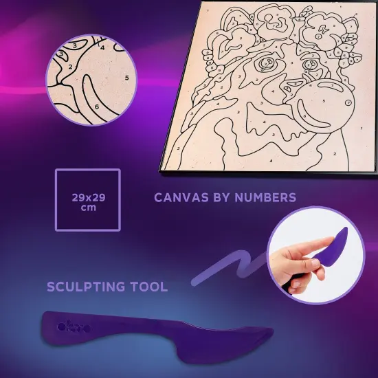 OKTO Clay-by-Numbers Kit &ndash; &ldquo;Raccoon&rdquo; (11.4&rdquo; x 11.4&rdquo;) {3}