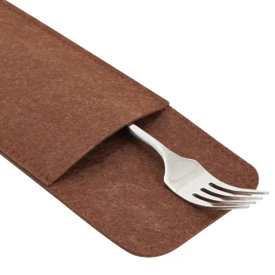 Felt Table Placemats Set of 8 for Dining Table and Kitchen Decor with Drink Coasters and Cutlery Pouches (Coffee Brown, 24 Pieces) {5}