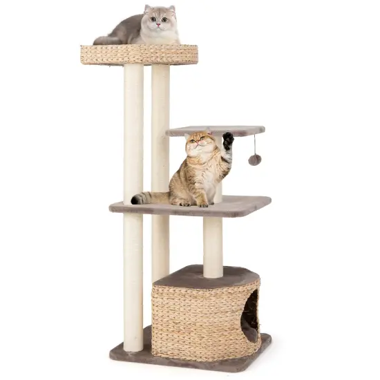 4-Layer Cat Tower with 6 Robust Scratching Post and Soft Padded Washable Cushions {4}