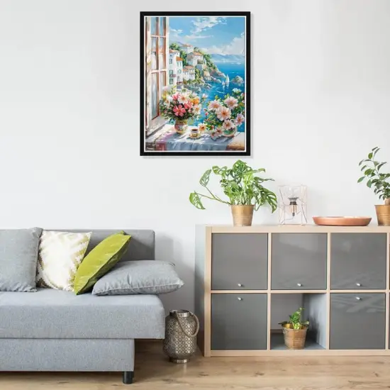 5D Diamond Art Kits for Adults Flowers Outside The Window, Full Drill Diamond Art House Pictures Paint with Diamonds, DIY Cross Stitch Jewel Art Rhinestone Craft for Home Wall Decor 12x16 Inch {3}