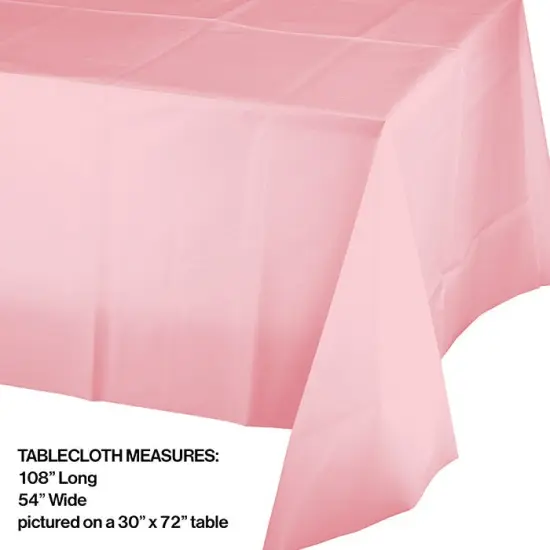 12 pc Bulk Classic Pink Plastic Table Covers {2}