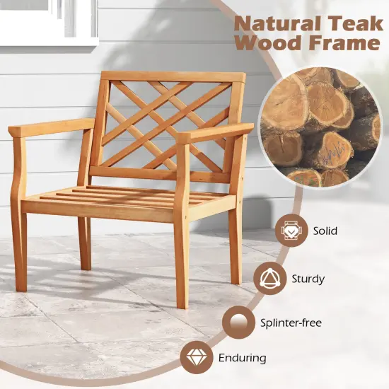 Teak Wood Slatted Design Patio Chair Armchair with Backrest and Armrests Ideal for Outdoor Use {6}
