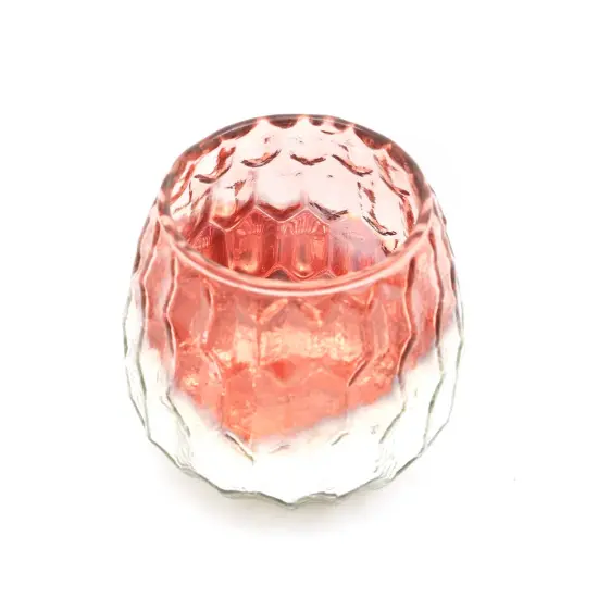Honeycomb Ruby Lustre Glass Votive Candle Holder &ndash; Elegant Candle Stand for Warm Ambiance - 3.5 X 3.5 X 3.2" {4}