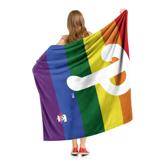 MLB Pride Series Silk Touch Sherpa Throw Blanket 50×60 Inches Philadelphiaphillies {2}