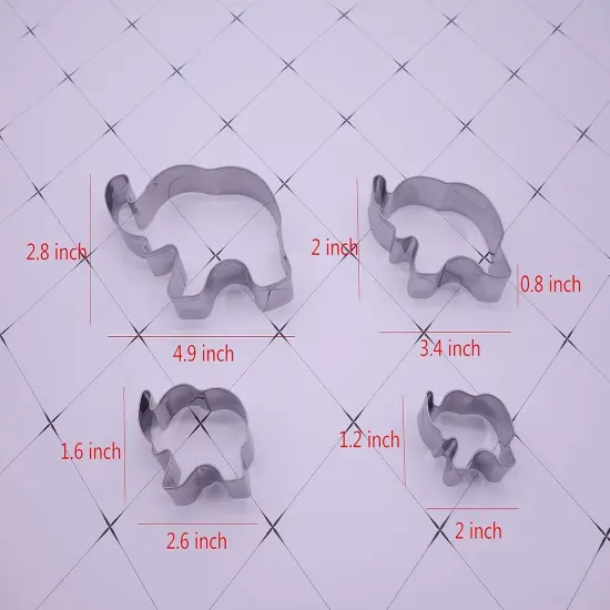 Elephant Cookie Cutter Set of 4 Counts Animal Biscuit Cutter Baby Shower Press Cookie Molds Stainless Steel Metal Fondant Cutter (Elephant Cookie Cutter) {2}