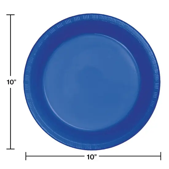 240 pc Bulk Cobalt Blue Plastic Banquet Plates 10.25 inch {2}