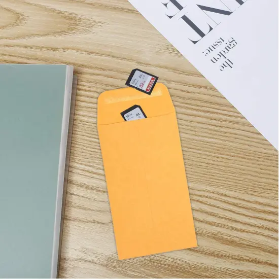 200PCS #7 Coin Envelopes 3.5x6.5 inches Brown Kraft Envelopes Classic Small Parts Gummed Flap for Coins, Cash, Credit Cards, Seeds {1}