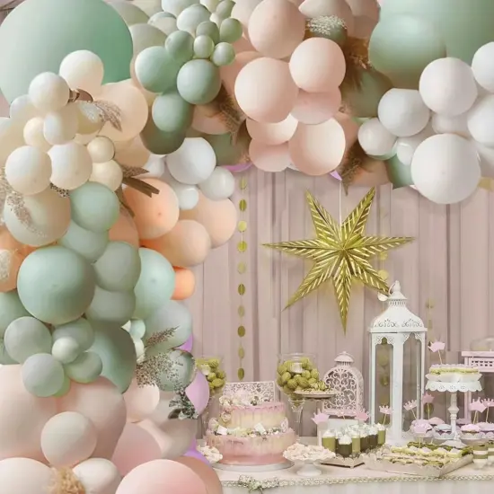 Dusty Green Pink Balloon Garland Arch Kit,Green Blush Peach White Nude Balloons Spring Balloon Arch kit for Baby Shower Birthday Tea Party Fairy Party Gender Reveal Decorations {5}