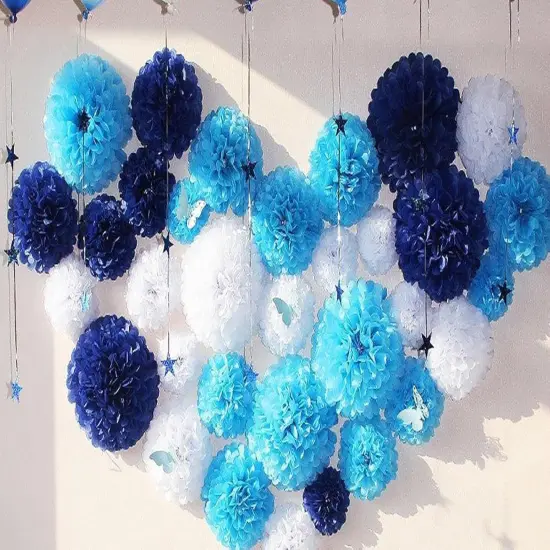 Green Cream Paper Pom, White Green Party Decoration, Sage White Tissue Paper Pom Decorations for Engagement, Bachelorette, Bridal Shower, Birthday, Anniversary - 12PCS {3}