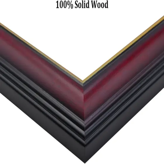 Diploma Frames 8.5 x 11 with Mat Set of 2 Solid Wood Degree frame Covered by Plexiglass, Certificate Frame 11x14 Without Mat, Picture Frame for Wall and Tabletop, Cherry Red with Gold Edge {2}