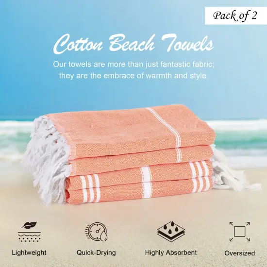 2-Pack Turkish Beach Towels - 40"x70" Oversized Quick-Dry, Sand-Free & Lightweight Towels for Travel, Camping, Beach, and Pool {4}