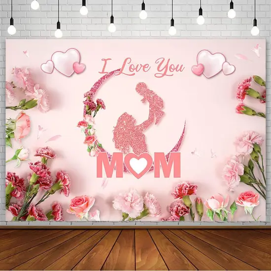 7x5ft Happy Mother's Day Backdrop I Love You Mom {1}