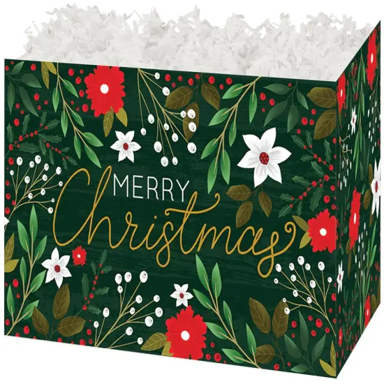 Pack/6: Botanical Christmas Basket Box - 10-1/4 x 6 x 7-1/2" {1}