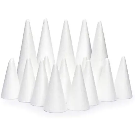 White Craft Foam Cones for Crafts, 2 Sizes (18 Pack) {1}