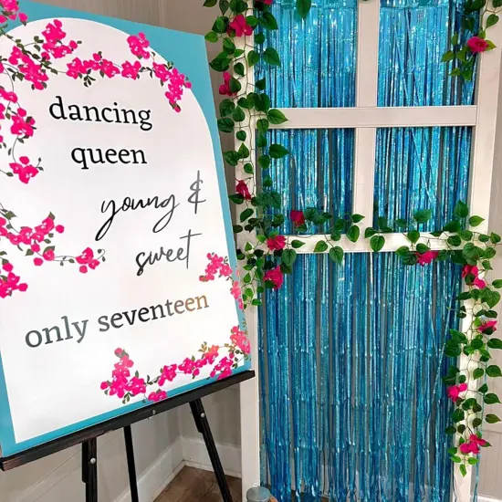 2 Pack 3.3x8.2 Feet Light Blue Foil Fringe Backdrop Curtains, Glitter Tinsel Streamers Birthday Party Decorations, Fringe Backdrop for Baby Shower Mermaid Under The Sea Ocean Frozen Party {5}