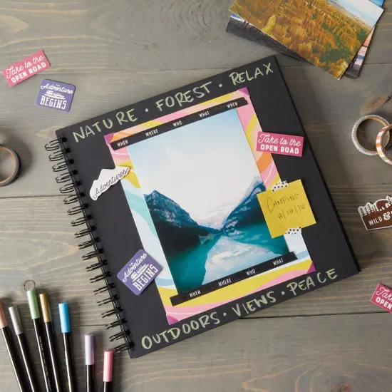 Hardcover Scrapbook - Blank Wedding Guest Book, DIY Photo Album, Black Spiral Bound Cardboard Cover Sketchbook for Kids Craft, Diary Journal - Square - 40 Sheets, 10.85 x 10.25 inches {2}