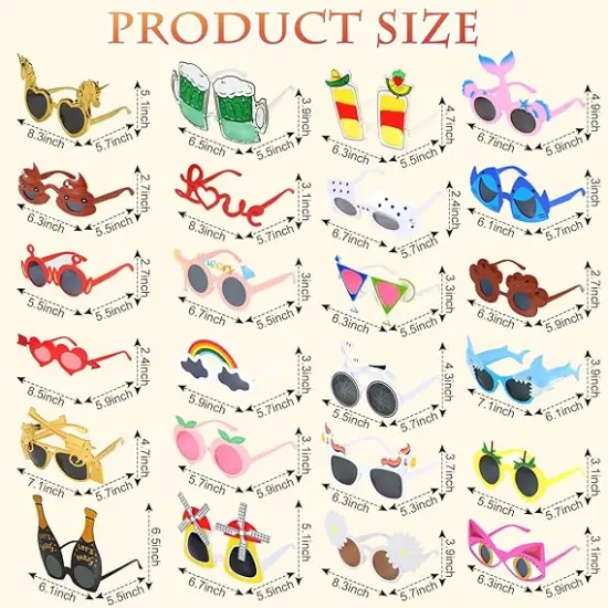 24PCS Bluk Funny Party Glasses, Novelty Cool Shpaed Party Sunglasses, Cute Eyewear, Sunglasses Masks for Adults, Teens, Funny Photo Booth Props for Luau, Pool, Summer, Hawaiian, Graduation, Wedding {2}
